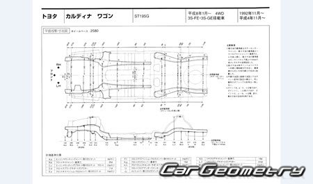 Toyota Caldina Wagon (T19#G) 19921997 (RH Japanese market) Body dimensions