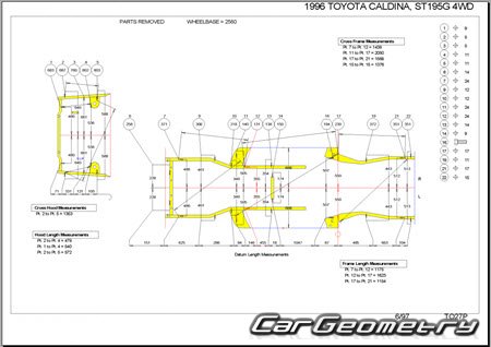 Toyota Caldina Wagon (T19#G) 19921997 (RH Japanese market) Body dimensions