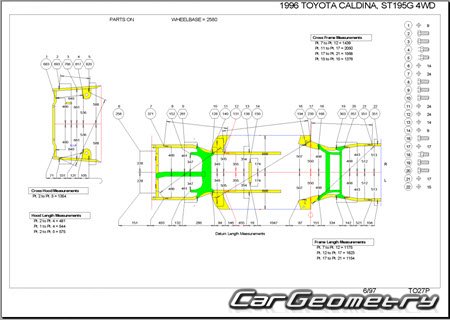 Toyota Caldina Wagon (T19#G) 19921997 (RH Japanese market) Body dimensions