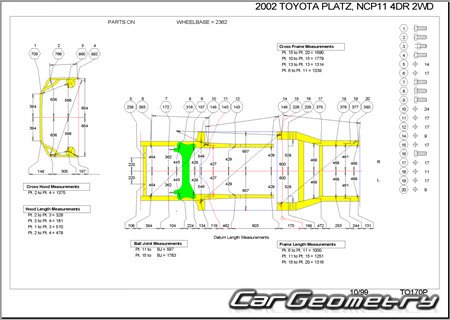 Toyota Platz 1999-2005 (RH Japanese market) Body dimensions