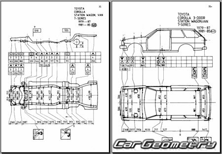 Toyota Corolla Wagon (E70) 1979-1987 (RH Japanese market) Body dimensions