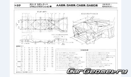 Toyota Carina (A60) 19811988 (RH Japanese market) Body dimensions