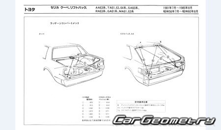 Toyota Celica (A60) 1981-1985 (RH Japanese market) Body dimensions