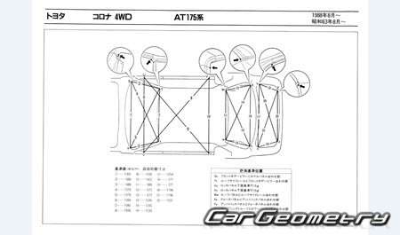 Toyota Carina & Corona (T170) 1988-1992 (RH Japanese market) Body dimensions