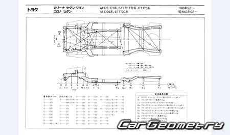 Toyota Carina & Corona (T170) 1988-1992 (RH Japanese market) Body dimensions