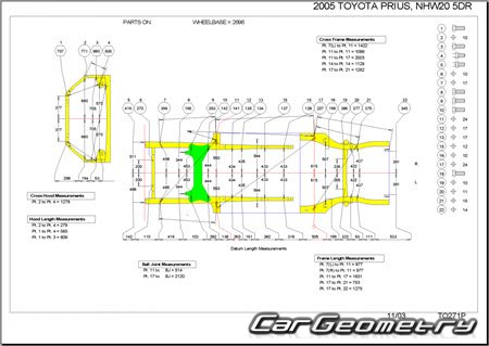 Toyota Prius (NHW20) 20032009 (RH Japanese market) Body dimensions