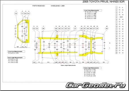 Toyota Prius (NHW20) 20032009 (RH Japanese market) Body dimensions