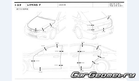 Lexus IS F (USE20) 2007-2014 (RH Japanese market) Body dimensions