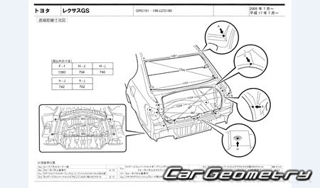 Lexus GS350 GS430 GS460 2005-2012 (RH Japanese market) Body dimensions