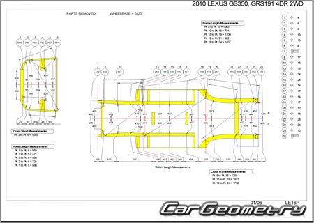 Lexus GS350 GS430 GS460 2005-2012 (RH Japanese market) Body dimensions