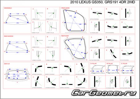 Lexus GS350 GS430 GS460 2005-2012 (RH Japanese market) Body dimensions