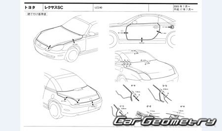 Lexus SC430 (UZZ40) 2005-2010 (RH Japanese market) Body dimensions