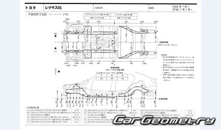 Lexus IS350 IS250 20052012 (RH Japanese market) Body dimensions