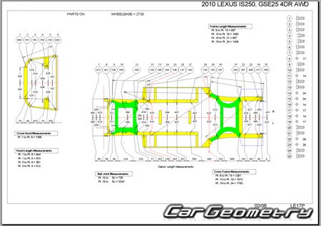 Lexus IS350 IS250 20052012 (RH Japanese market) Body dimensions