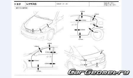 Lexus IS350 IS250 20052012 (RH Japanese market) Body dimensions