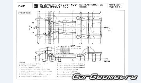 Toyota Corolla & Sprinter (E110) 1995-2000 (RH Japanese market) Body dimensions