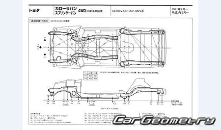 Toyota Corolla & Sprinter Van (E100) 1991-2002 (RH Japanese market) Body dimensions