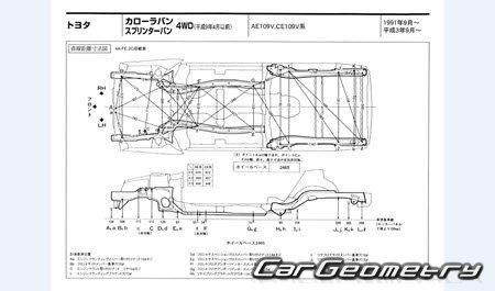 Toyota Corolla & Sprinter Van (E100) 1991-2002 (RH Japanese market) Body dimensions