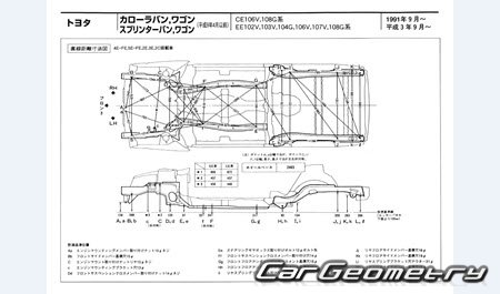 Toyota Corolla & Sprinter Van (E100) 1991-2002 (RH Japanese market) Body dimensions