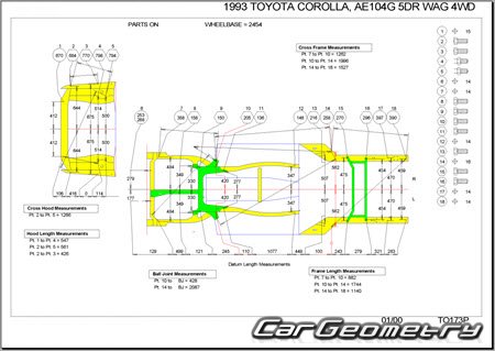 Toyota Corolla & Sprinter Van (E100) 1991-2002 (RH Japanese market) Body dimensions