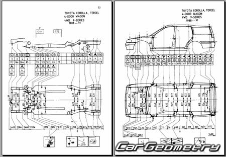 Toyota Corolla & Sprinter (E90) 1987-1991 (RH Japanese market) Body dimensions