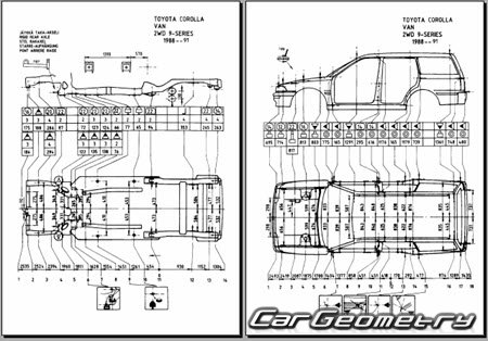 Toyota Corolla & Sprinter (E90) 1987-1991 (RH Japanese market) Body dimensions