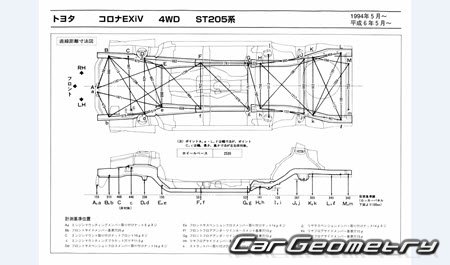 Toyota Corona Exiv (T200) 1993-1998 (RH Japanese market) Body dimensions