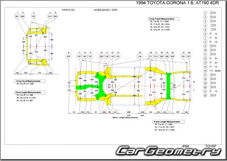 Toyota Carina & Corona (T190) 1992-1996 (RH Japanese market) Body dimensions