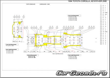 Toyota Corolla & Sprinter (E100) 1991-1995 (RH Japanese market) Body dimensions