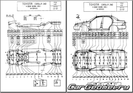 Toyota Corolla & Sprinter (E100) 1991-1995 (RH Japanese market) Body dimensions