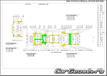 Toyota Corolla & Sprinter (E100) 1991-1995 (RH Japanese market) Body dimensions