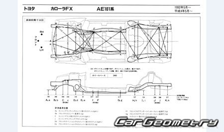 Toyota Corolla FX (AE101) 1992-1995 (RH Japanese market) Body dimensions