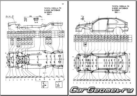 Toyota Corolla FX (AE101) 1992-1995 (RH Japanese market) Body dimensions