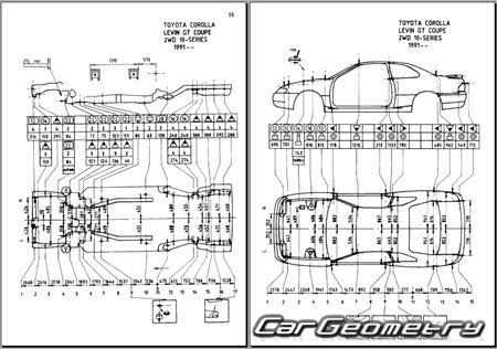 Toyota Corolla Levin & Sprinter Trueno 1991-1995 (RH Japanese market) Body dimensions