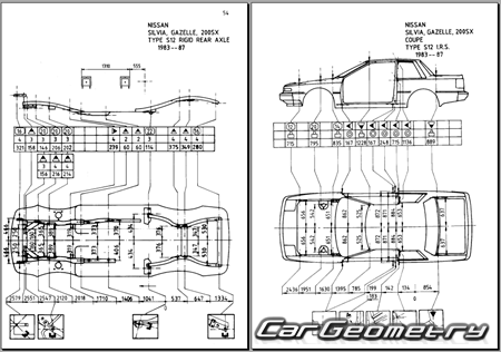 Nissan Silvia & Gazelle (S12) 1983-1988 (RH Japanese market) Body dimensions