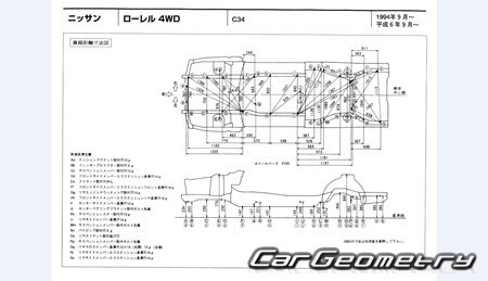 Nissan Laurel (C34) 1993-1997 (RH Japanese market) Body dimensions