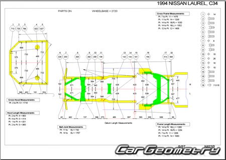 Nissan Laurel (C34) 1993-1997 (RH Japanese market) Body dimensions