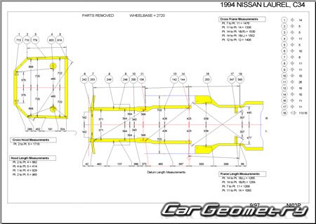 Nissan Laurel (C34) 1993-1997 (RH Japanese market) Body dimensions