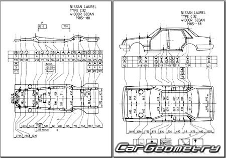 Nissan Laurel (C32) 1984-1988 (RH Japanese market) Body dimensions