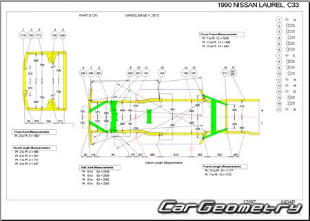 Nissan Laurel (C33) 1988-1992 (RH Japanese market) Body dimensions