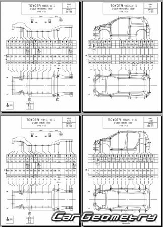 Toyota Vitz (SCP10 NCP10 NCP15) 1999-2005 (RH Japanese market) Body dimensions