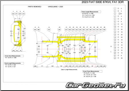   Fiat 500e (332) 2021-2027 Body dimensions