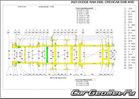 Dodge  Ram 2500 (Crew Cab 6.4 Bed) 2019-2025 Body dimensions