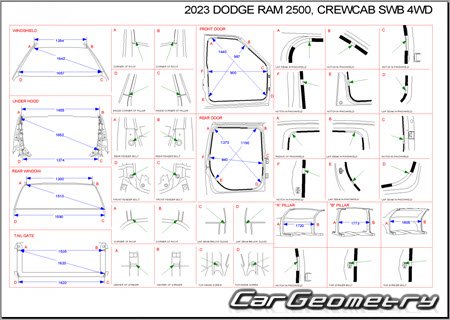 Dodge  Ram 2500 (Crew Cab 6.4 Bed) 2019-2025 Body dimensions