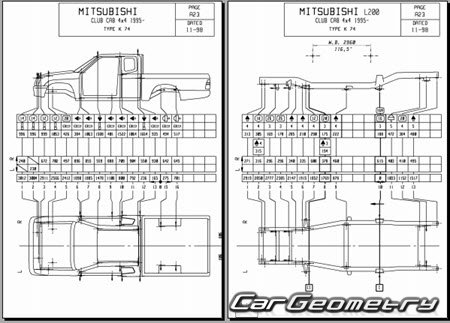 Mitsubishi Strada (K74T) 1997-1999 (RH Japanese market) Body dimensions