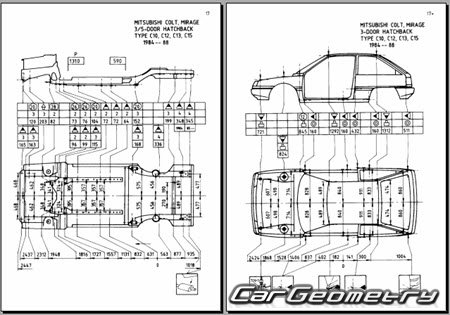 Mitsubishi Lancer & Mirage 1983-1988 (RH Japanese market) Body dimensions