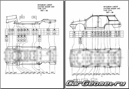 Mitsubishi Lancer & Mirage Wagon 1985-1992 (RH Japanese market) Body dimensions