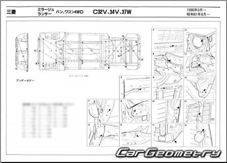 Mitsubishi Lancer & Mirage Wagon 1985-1992 (RH Japanese market) Body dimensions