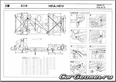 Mitsubishi Minica 1989-1993 (RH Japanese market) Body dimensions