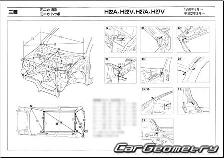 Mitsubishi Minica TOPPO (H22 H27) 1990-1993 (RH Japanese market) Body dimensions